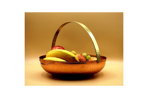 Panier à pain ou à fruit en cuivre martelé, un bijoux d'art !!