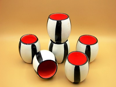 6 Tasses à petit dej "bandes "